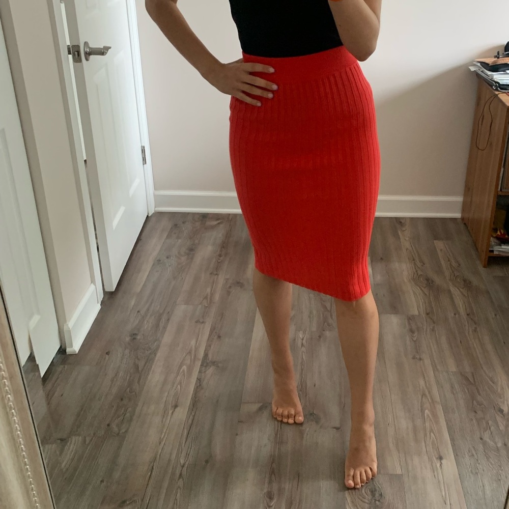 For Love & Lemons Knits Ribbed Pencil Skirt